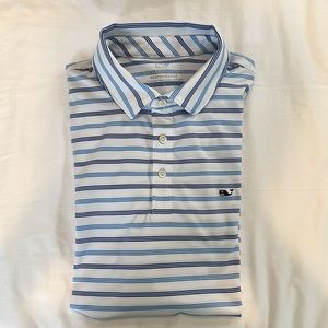 Vineyard Vines Striped Performance Polo (Color: Blue / Size: S)